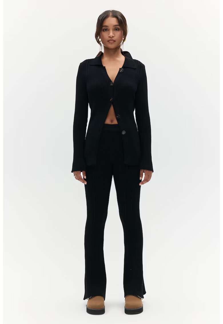 Benu Pantaloni negri tricot de dama - Negru