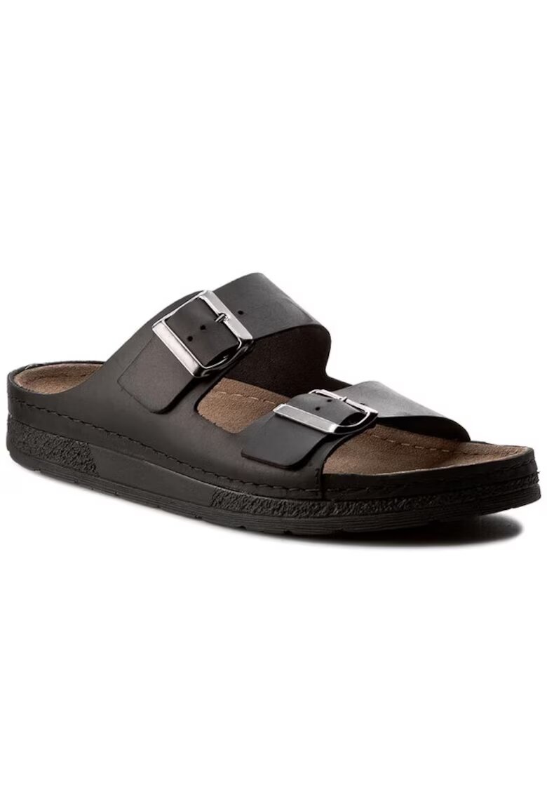Berkemann Papuci barbati 199664045 - Piele naturala/Piele nabuc - Negru - Negru