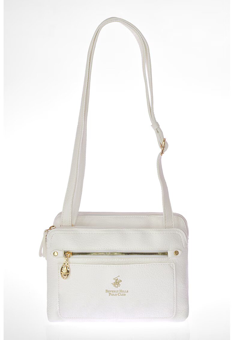 Beverly Hills Polo Club Geanta crossbody de piele ecologica cu doua compartimente - Alb