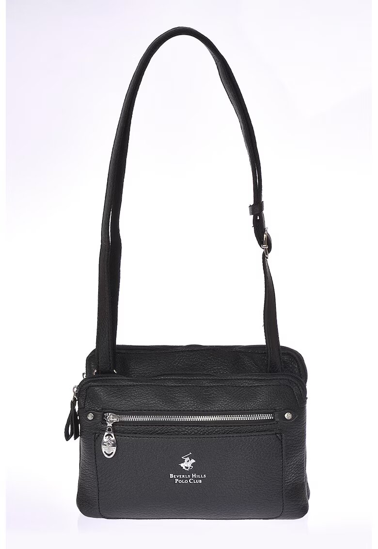 Beverly Hills Polo Club Geanta crossbody de piele ecologica cu doua compartimente - Negru