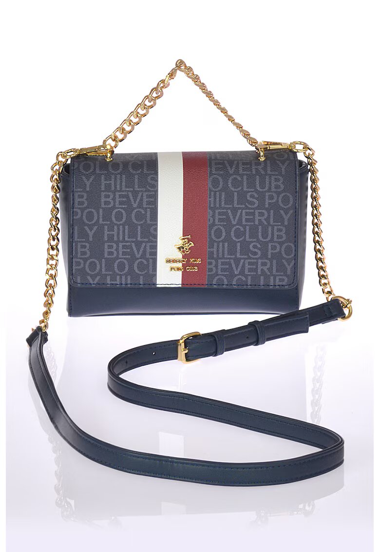 Beverly Hills Polo Club Geanta crossbody de piele ecologica cu logo - Bleumarin