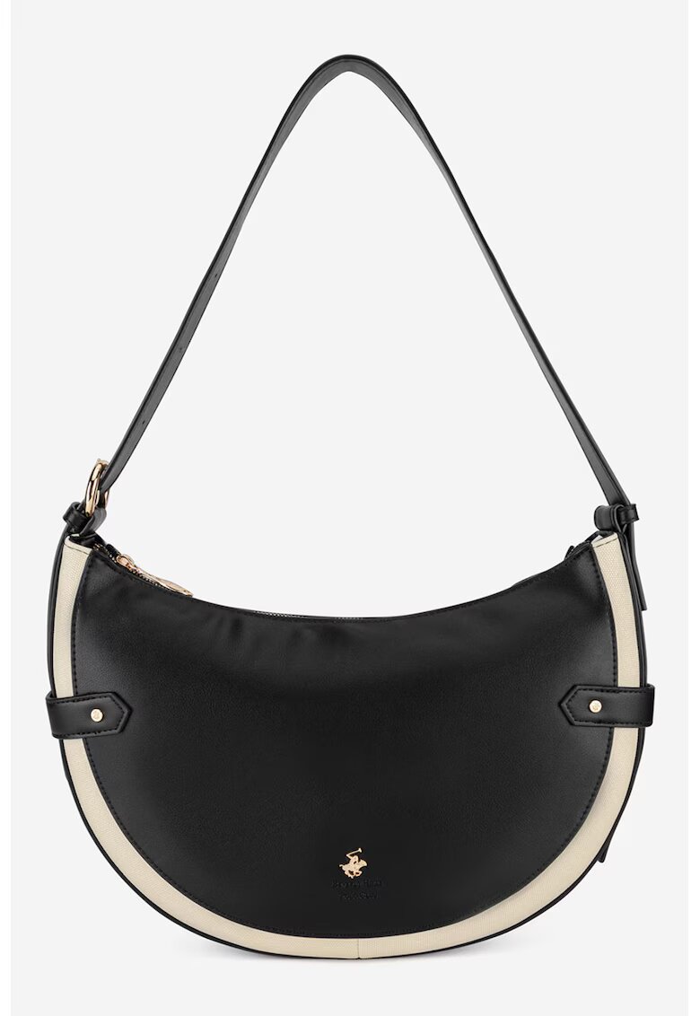 Beverly Hills Polo Club Geanta de piele ecologica cu bareta de umar - Negru/Bej deschis