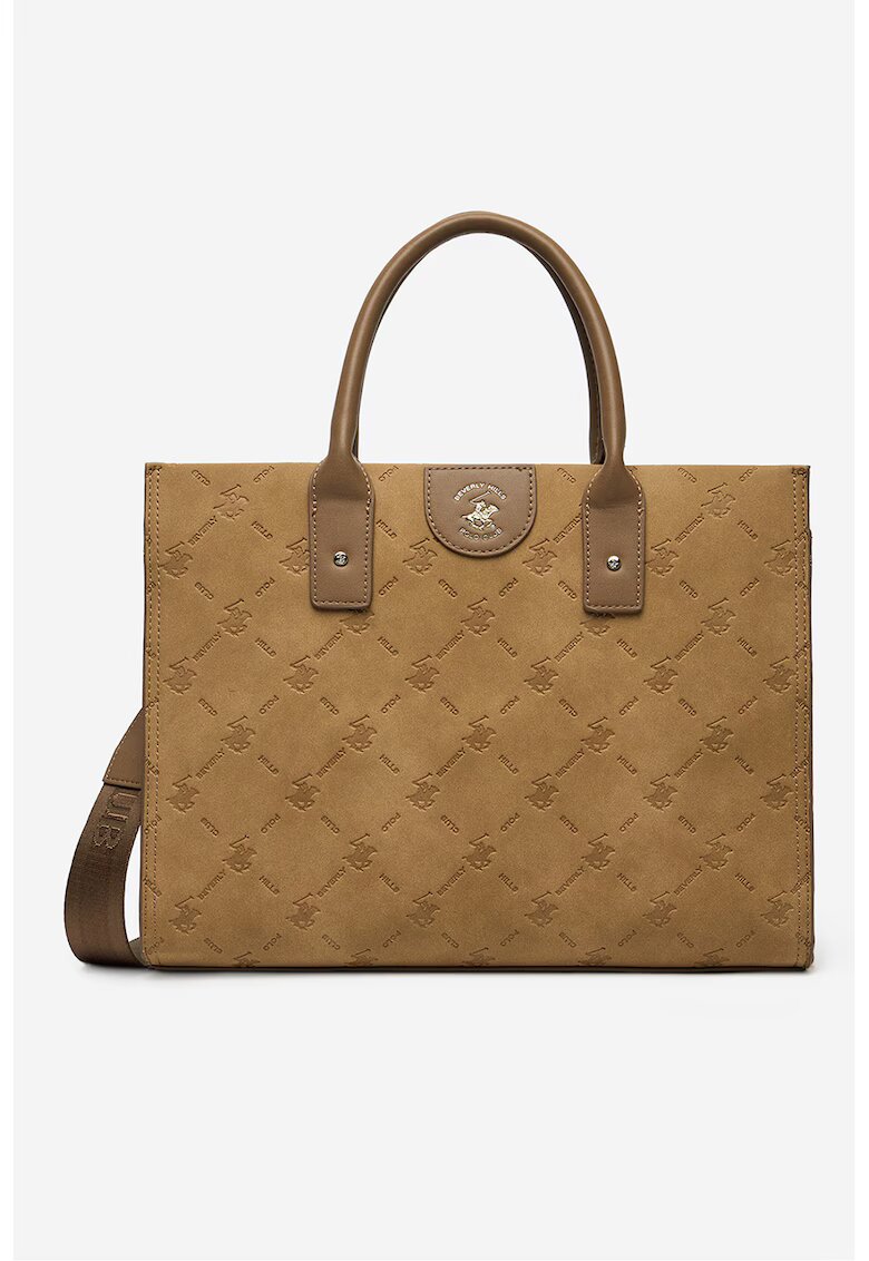 Beverly Hills Polo Club Geanta shopper de piele ecologica - Maro taupe/Caramel
