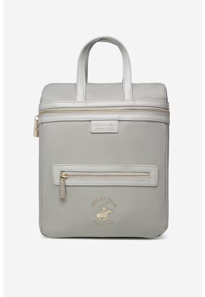 Beverly Hills Polo Club Rucsac cu fermoar si buzunar frontal - Gri deschis