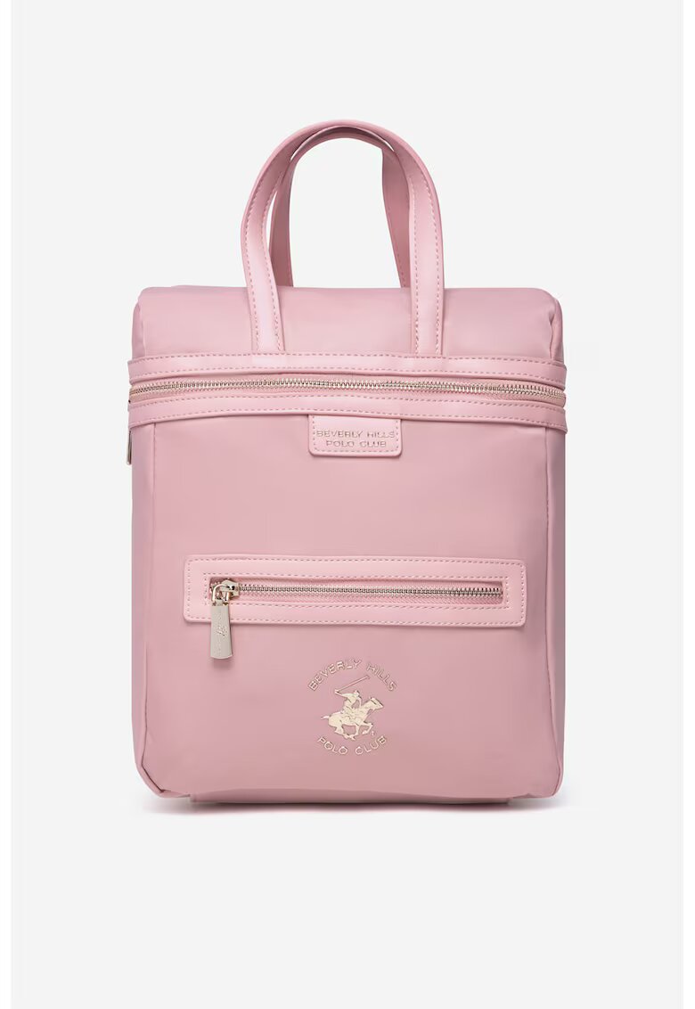 Beverly Hills Polo Club Rucsac cu fermoar si buzunar frontal - Roz