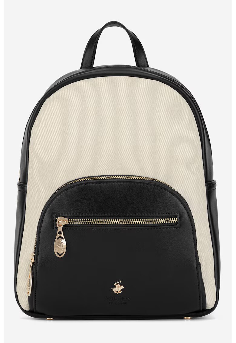 Beverly Hills Polo Club Rucsac cu insertii de panza - Negru/Bej deschis
