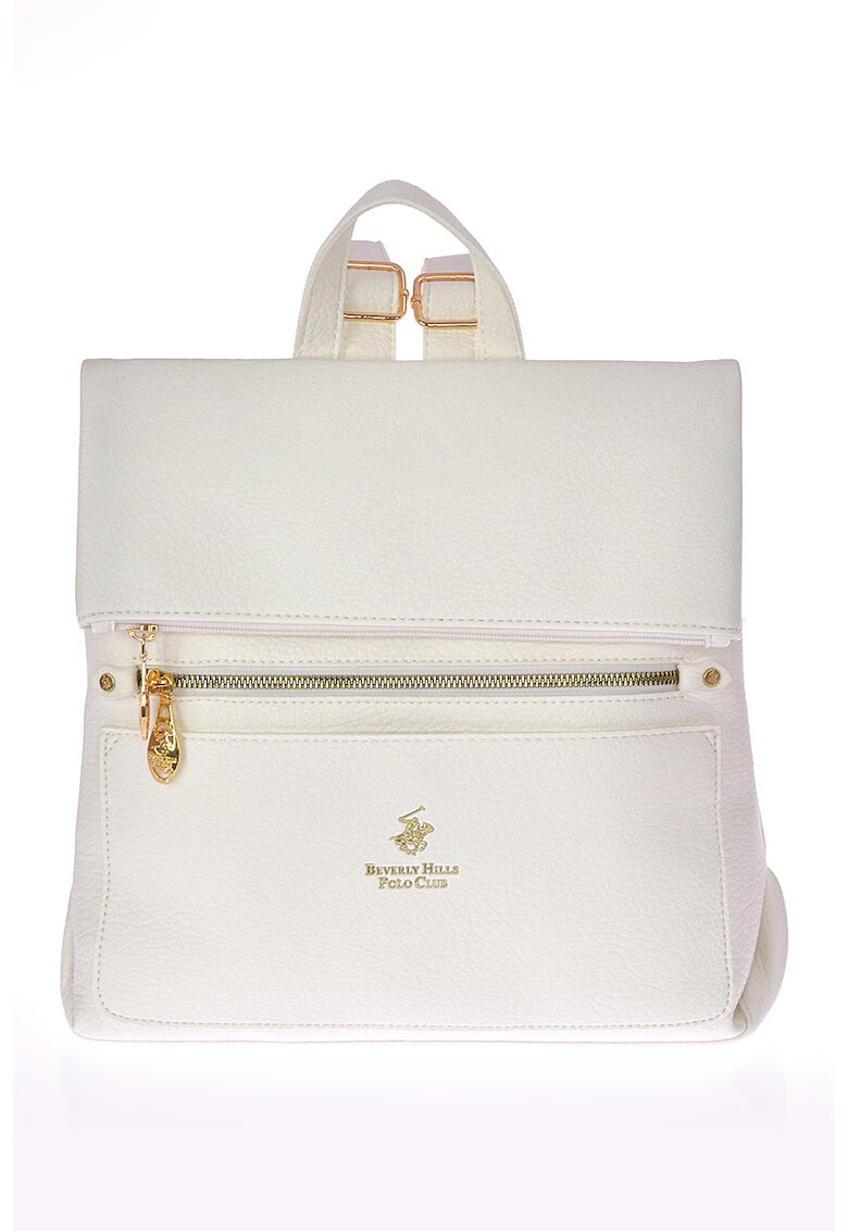 Beverly Hills Polo Club Rucsac de piele ecologica cu buzunare exterioare - Alb