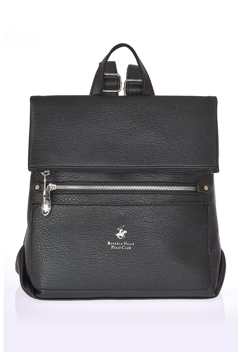Beverly Hills Polo Club Rucsac de piele ecologica cu buzunare exterioare - Negru