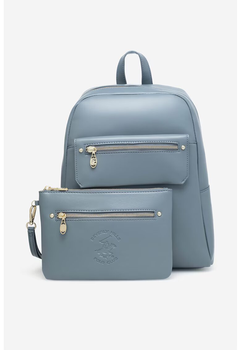 Beverly Hills Polo Club Rucsac de piele ecologica cu etui detasabil - Albastru prafuit
