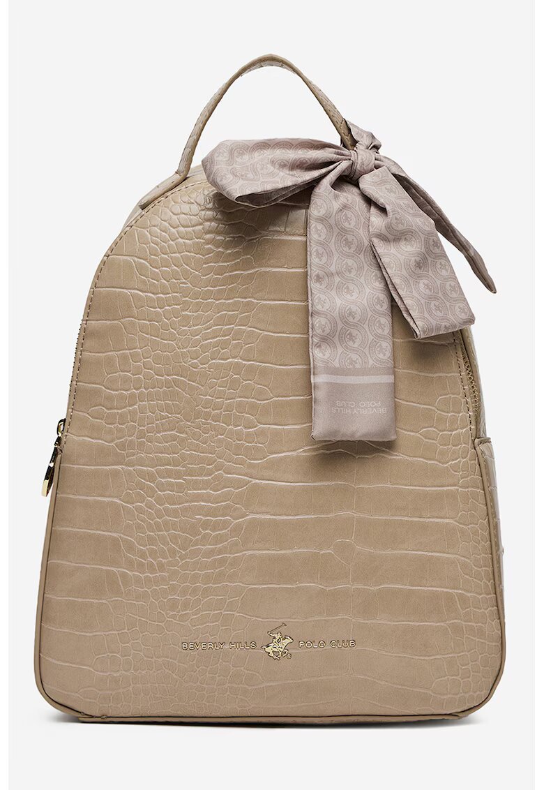 Beverly Hills Polo Club Rucsac de piele ecologica cu model de piele de crocodil - Maro nisip