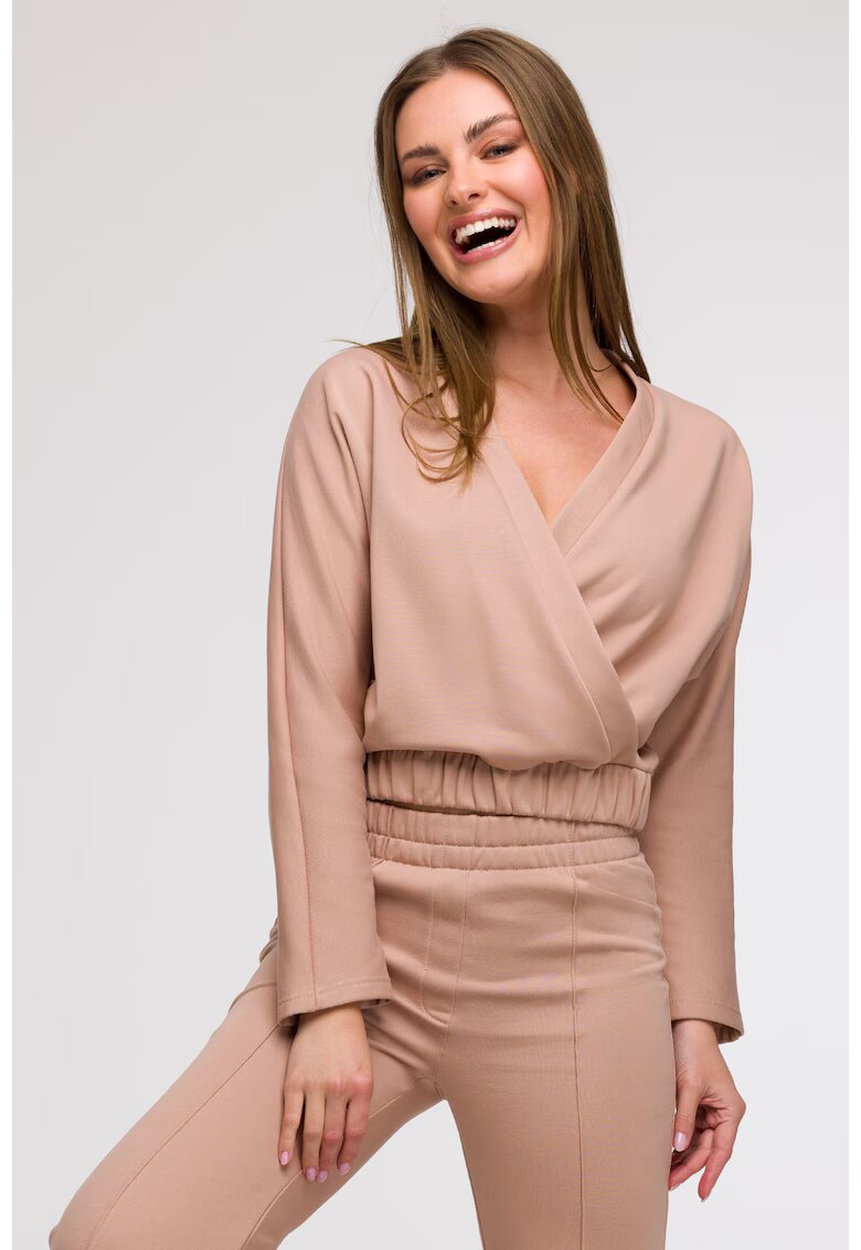 BeWear Bluza cu decolteu petrecut - Bej - Bej