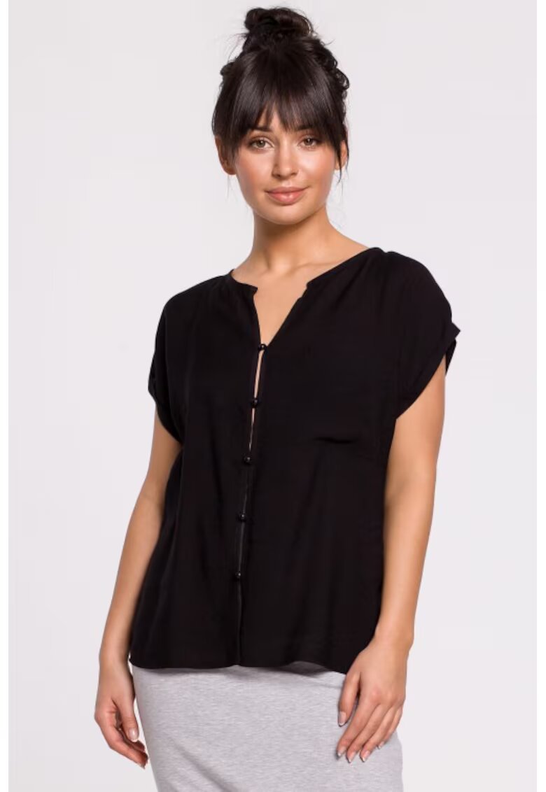BeWear Bluza cu maneci scurte - cu nasturi - - Negru