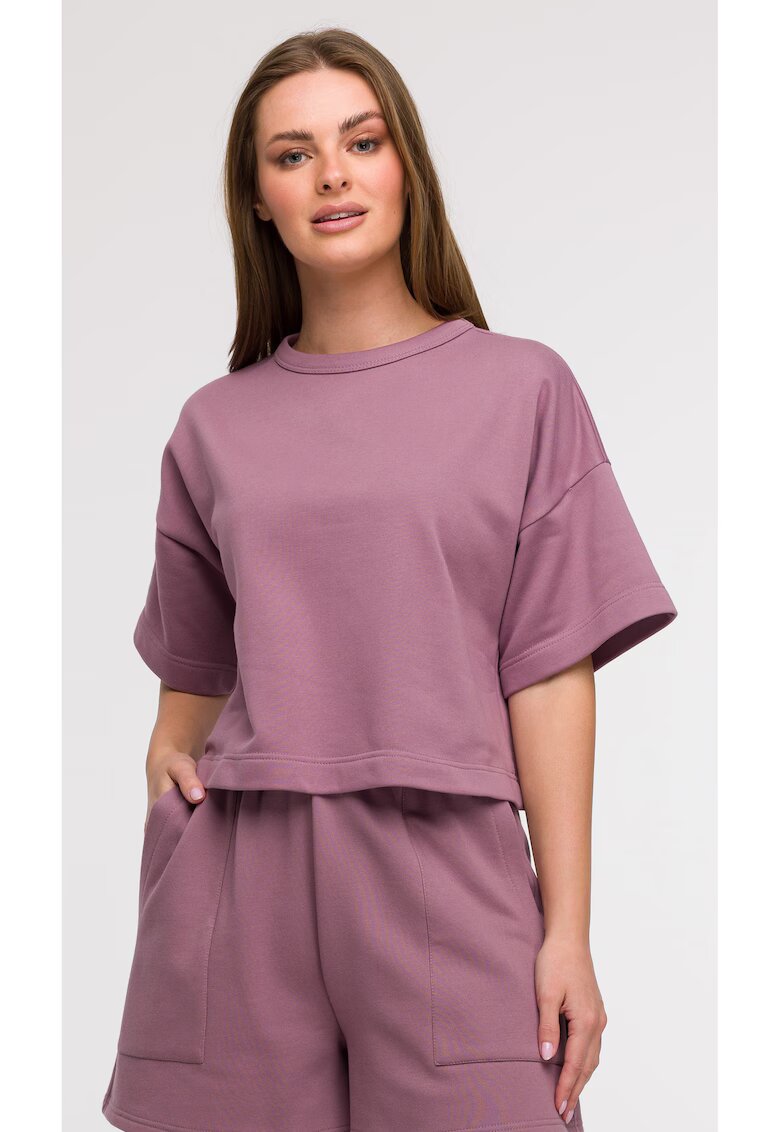 BeWear Bluza oversize cu maneci scurte - Mov - Mov