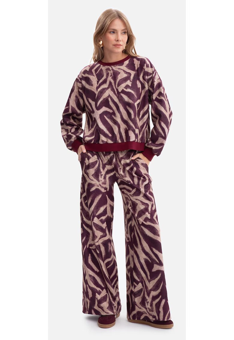 BeWear Pantaloni - B302 model 2 lejer - cu imprimeu - cu talie elastica - fara buzunare - lungi - drepti - material tricotat - placuti la atingere - Multicolor