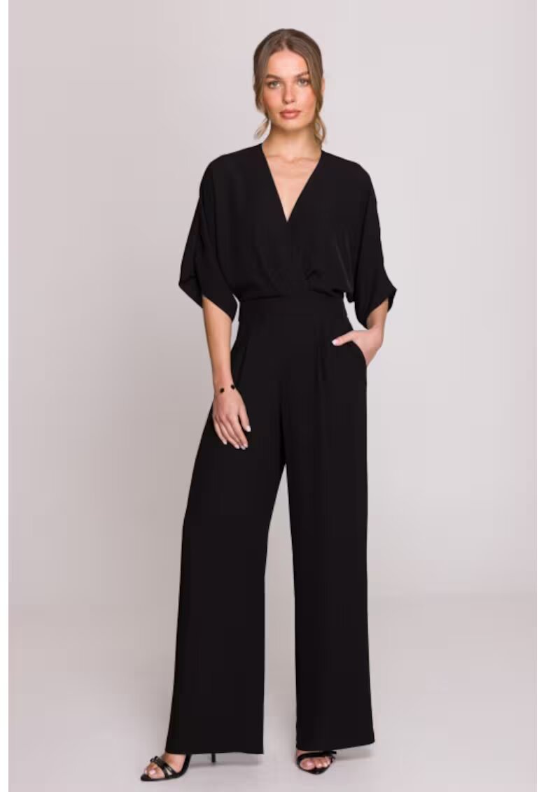 BeWear Salopeta Cu Decolteu Petrecut - Negru - Negru