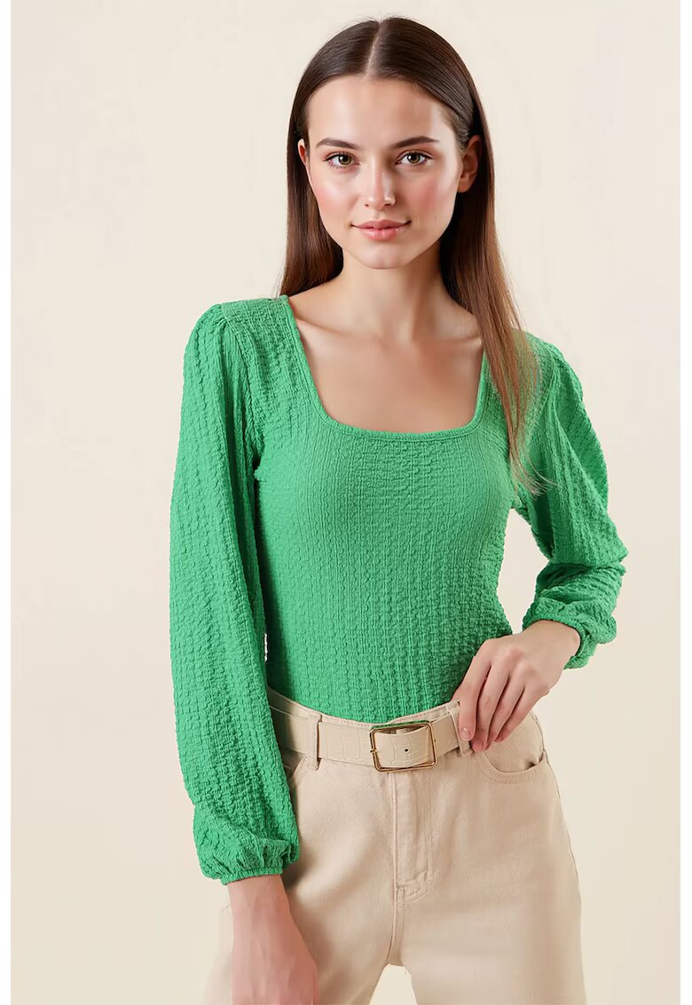 Big Dart Bigdart - Bluza texturata cu decolteu patrat - Verde