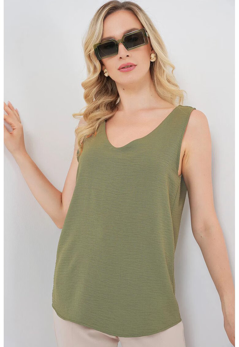 Big Dart Bluza dama - HiCCUP - BDART V-Neck Pull-On - kaki - textil
