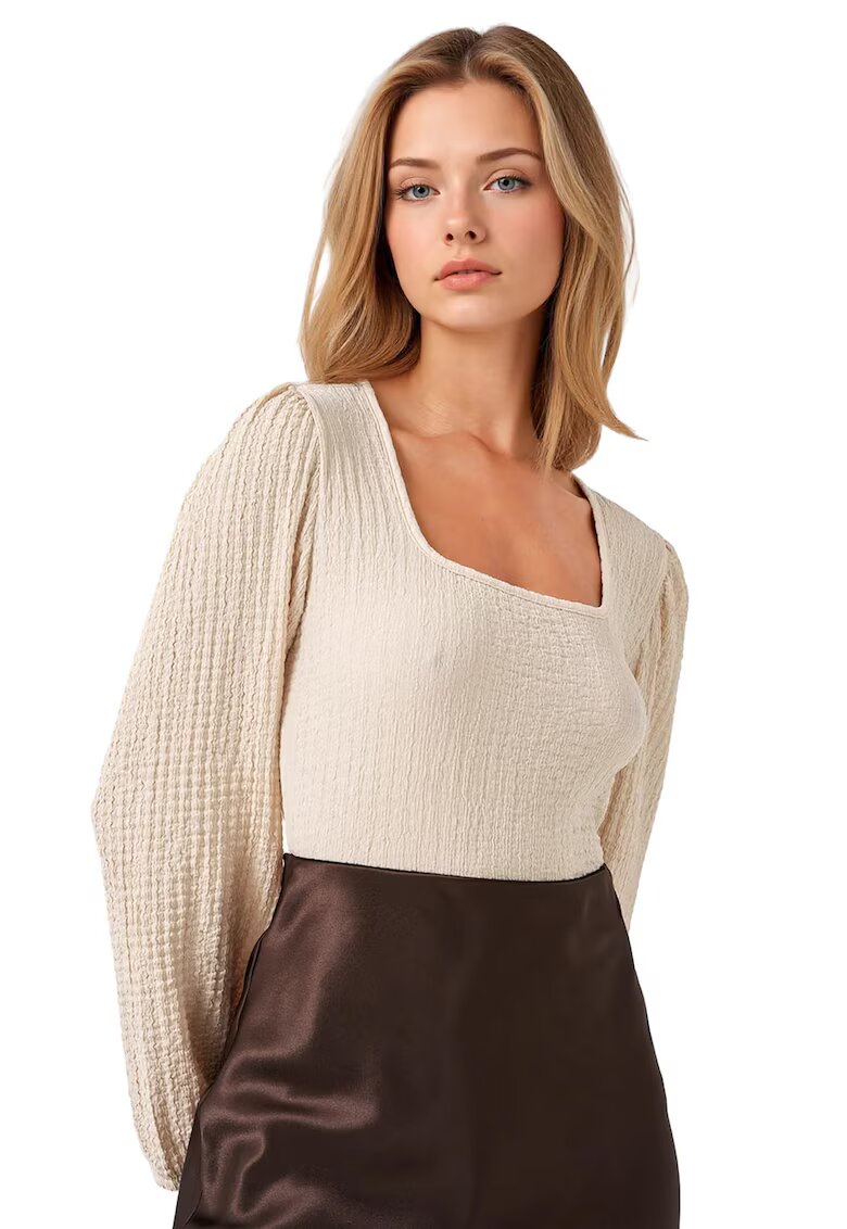 Big Dart Bluza dama - HiCCUP - decolteu patrat - poliester/lycra - crem