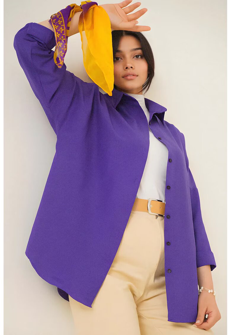 Big Dart Camasa dama BigDart - poplin - croiala lejera - bumbac si poliester - Ametist violet -