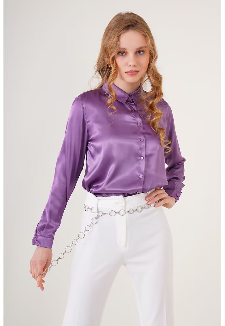 Big Dart Camasa dama - HiCCUP - camasa cu maneca lunga - violet tyrian - satin