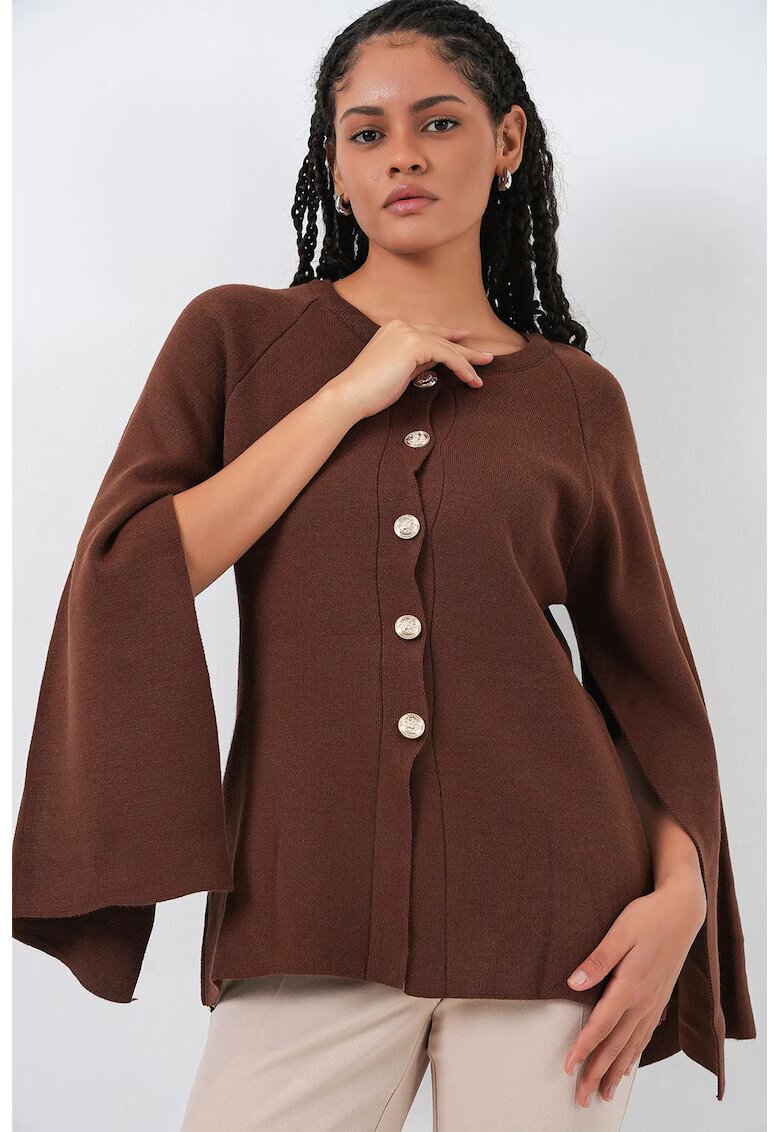 Big Dart Cardigan tricotat texturat - maro mocha - tricot - One Size