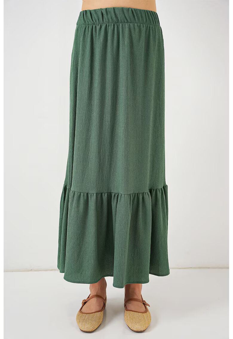 Big Dart Fusta maxi HiCCUP - texturata - talie elastica - verde - poliester/lycra