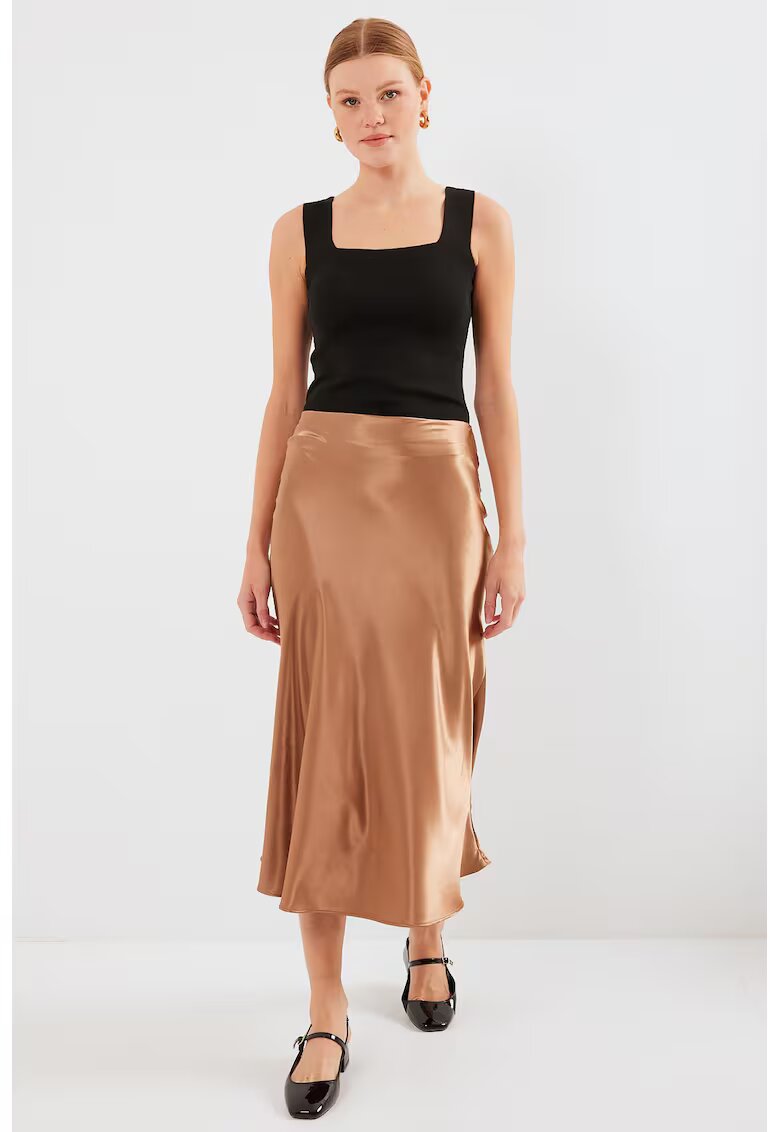 Big Dart Fusta Midi Elastica A-Forma HiCCUP - Maro - Satin
