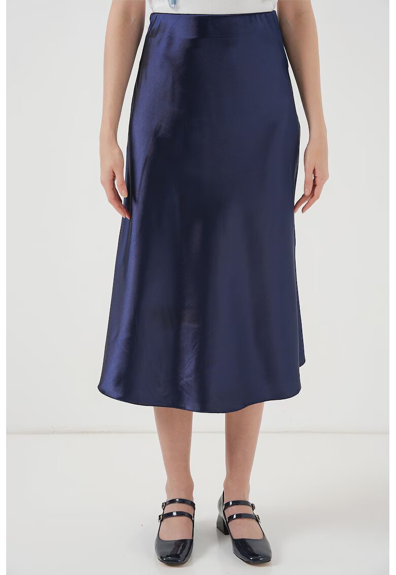 Big Dart Fusta midi HiCCUP bleumarin satin - Bleumarin