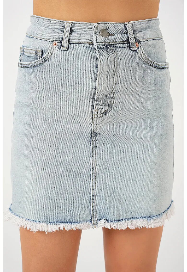 Big Dart Fusta mini HiCCUP slim fit - albastra - bumbac
