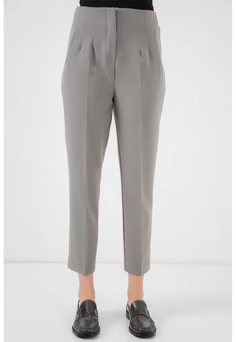 Big Dart Pantaloni dama - HiCCUP - poliester/viscoza - slim fit - talie inalta - gri - Gri
