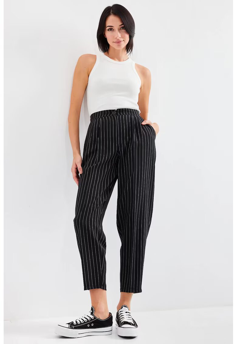 Big Dart Pantaloni dama - HiCCUP - talie inalta - negri - poliester - Negru