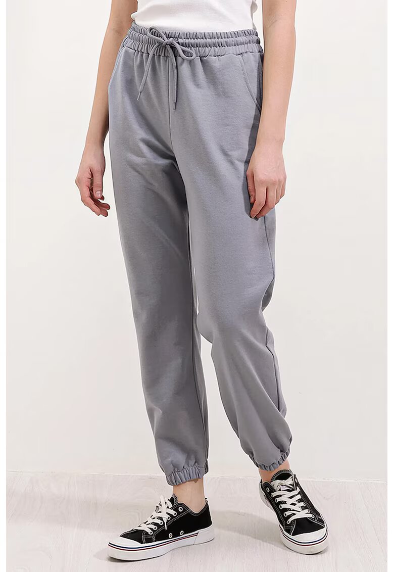 Big Dart Pantaloni de trening - HiCCUP - talie elastica - cu buzunare - gri - bumbac