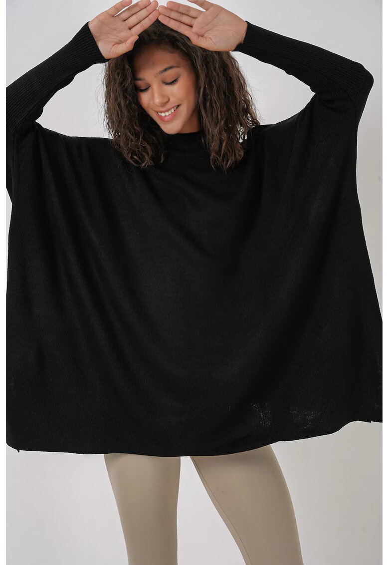 Big Dart Pulover dama - BigDart - cu guler inalt - dungi - tricot - Negru -