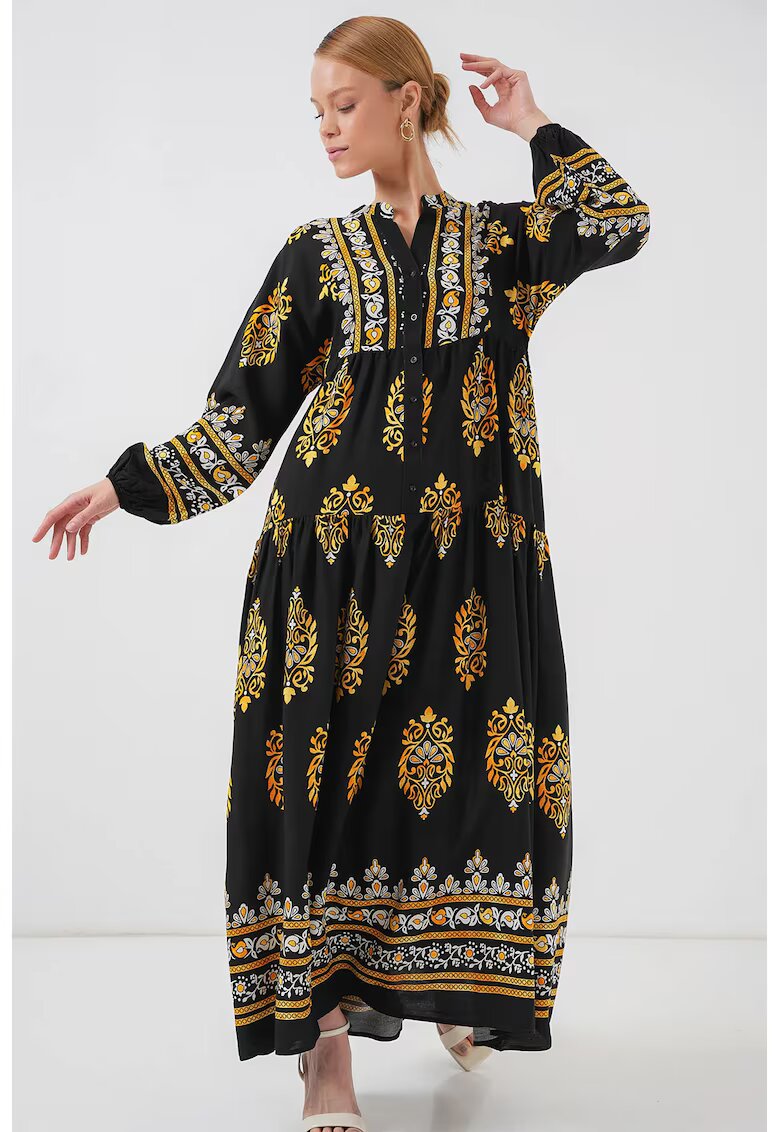 Big Dart Rochie maxi cu maneci lungi dama - HiCCUP - viscoza - multicolor