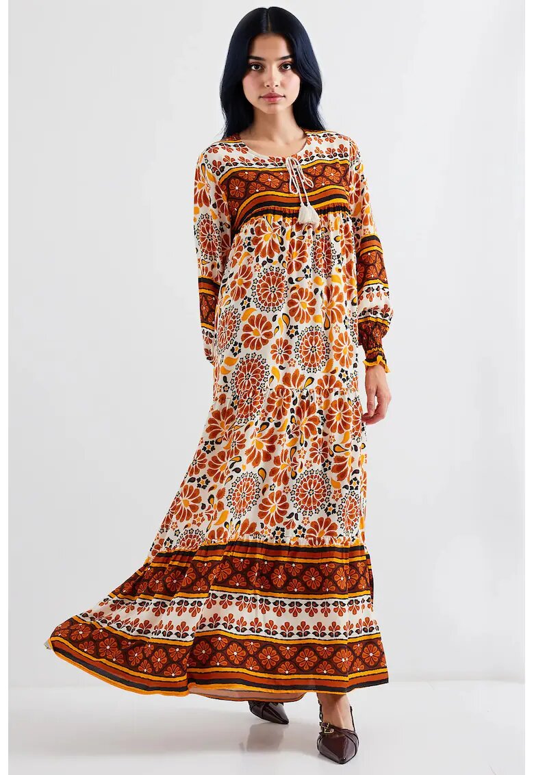 Big Dart Rochie maxi dama - HiCCUP - inchidere cu snur - viscoza - multicolor