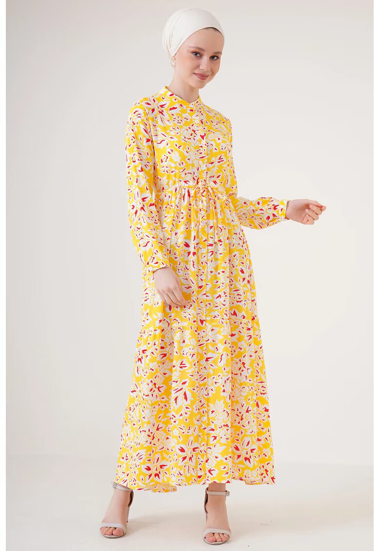Big Dart Rochie maxi dama - HiCCUP - viscoza - model floral - Galben lamaie
