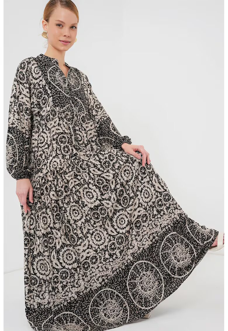 Big Dart Rochie maxi HiCCUP BDART - decolteu in V - captusita - textil - bej