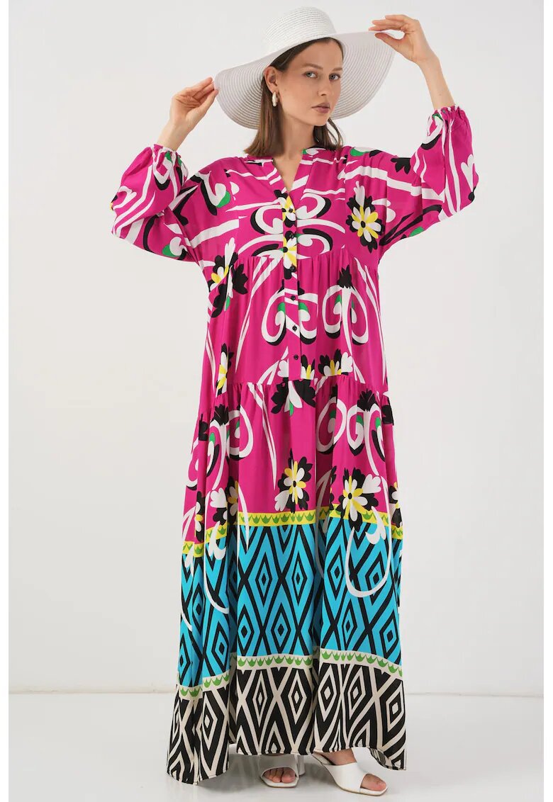 Big Dart Rochie maxi - HiCCUP BDART - inchidere cu nasturi - textil - magenta