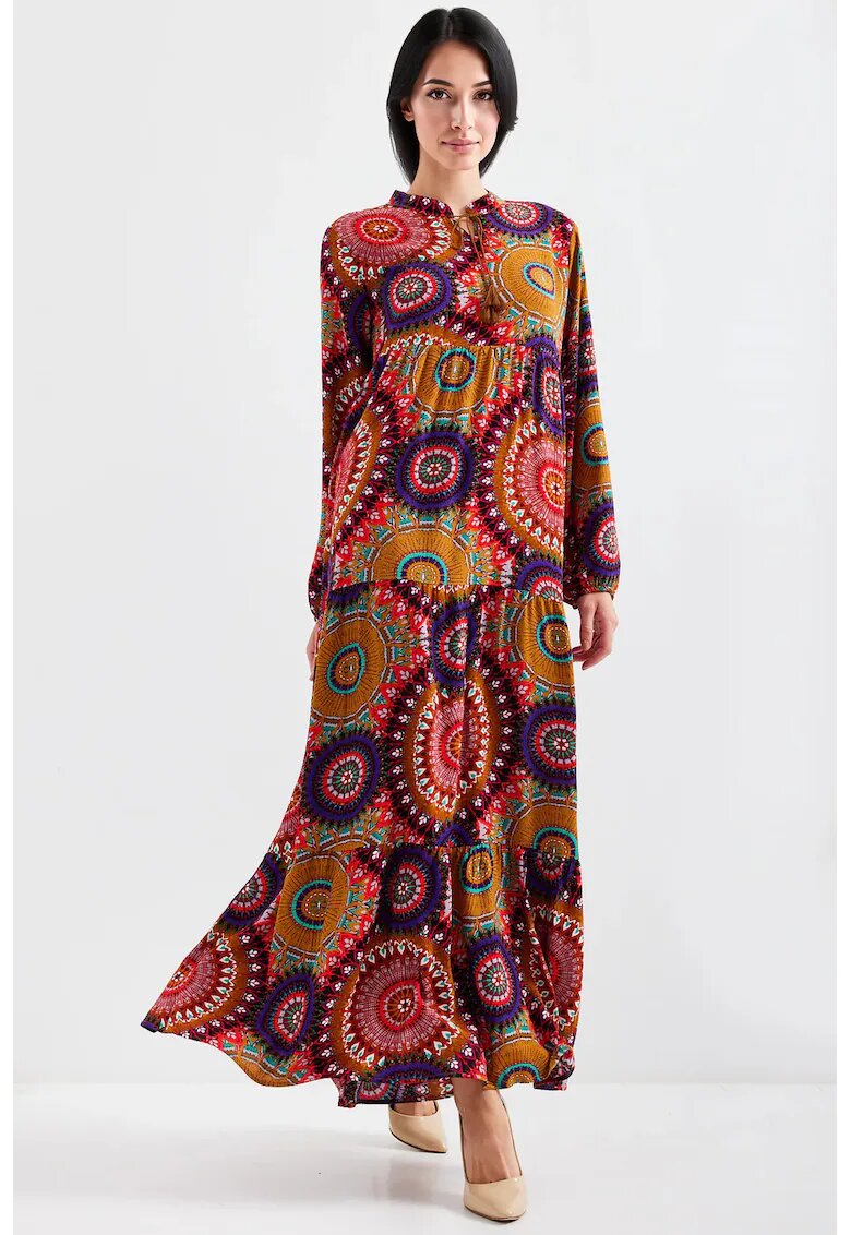 Big Dart Rochie maxi HiCCUP cu papion - multicolor - poliester-lycra