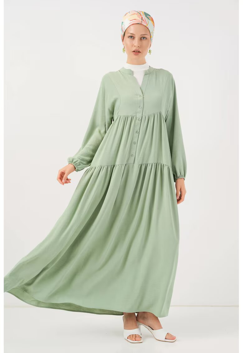 Big Dart Rochie maxi - HiCCUP - decolteu in V - croiala lejera - verde - textil