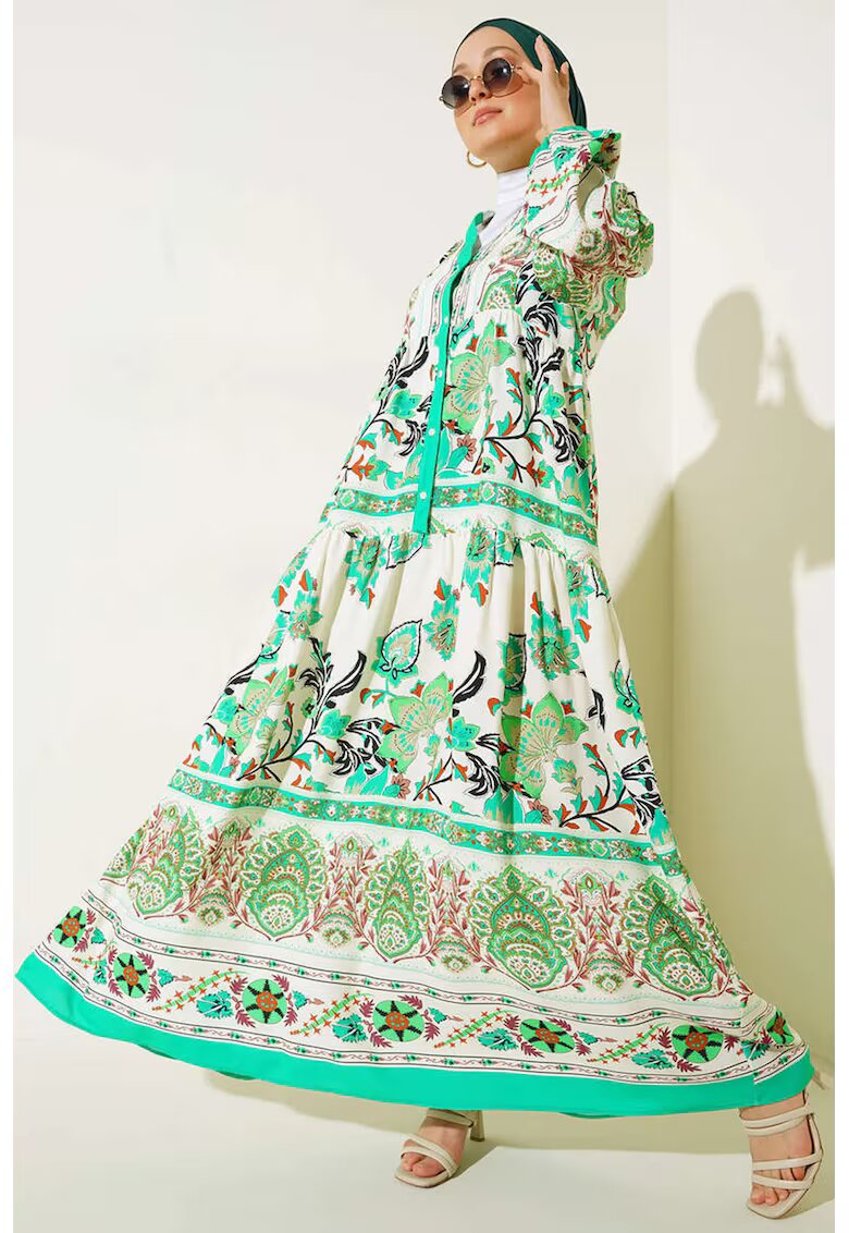 Big Dart Rochie Maxi - HiCCUP - decolteu in V - verde - textil