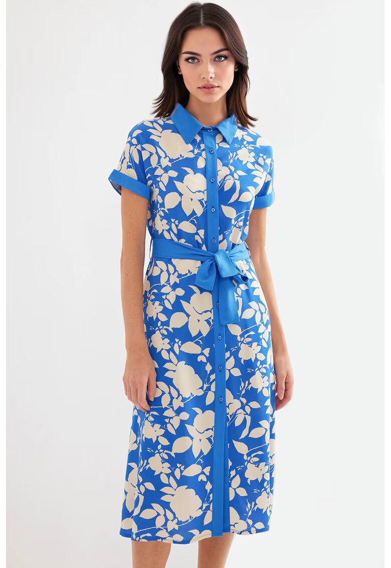 Big Dart Rochie midi dama HiCCUP - imprimeu floral - poliester - albastru