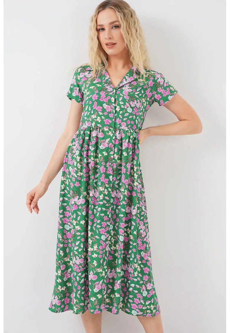 Big Dart Rochie midi dama HiCCUP - imprimeu floral - Verde