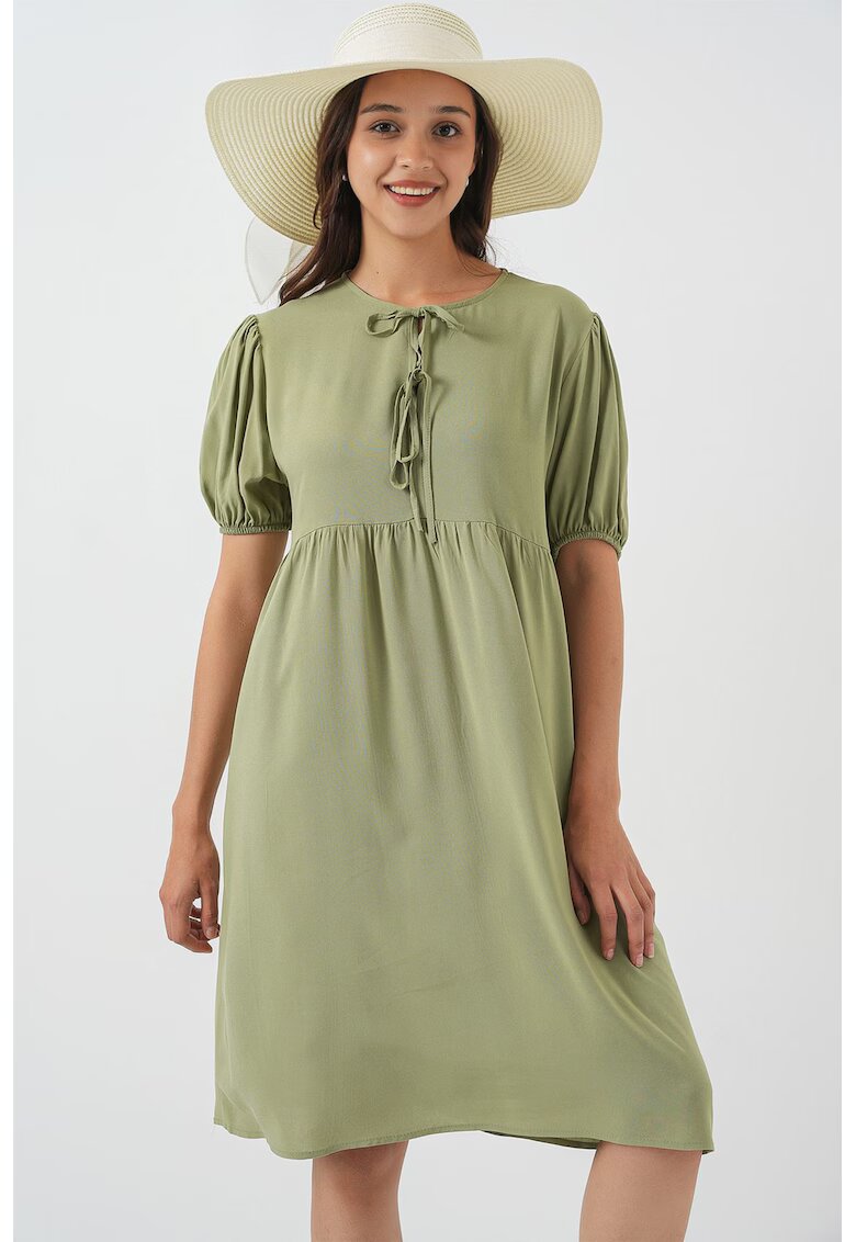 Big Dart Rochie midi HiCCUP - verde padure - inchidere cu papion - material textil