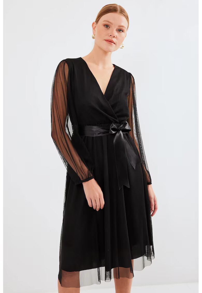 Big Dart Rochie midi tul HiCCUP decolteu in V - negru - poliester - Negru