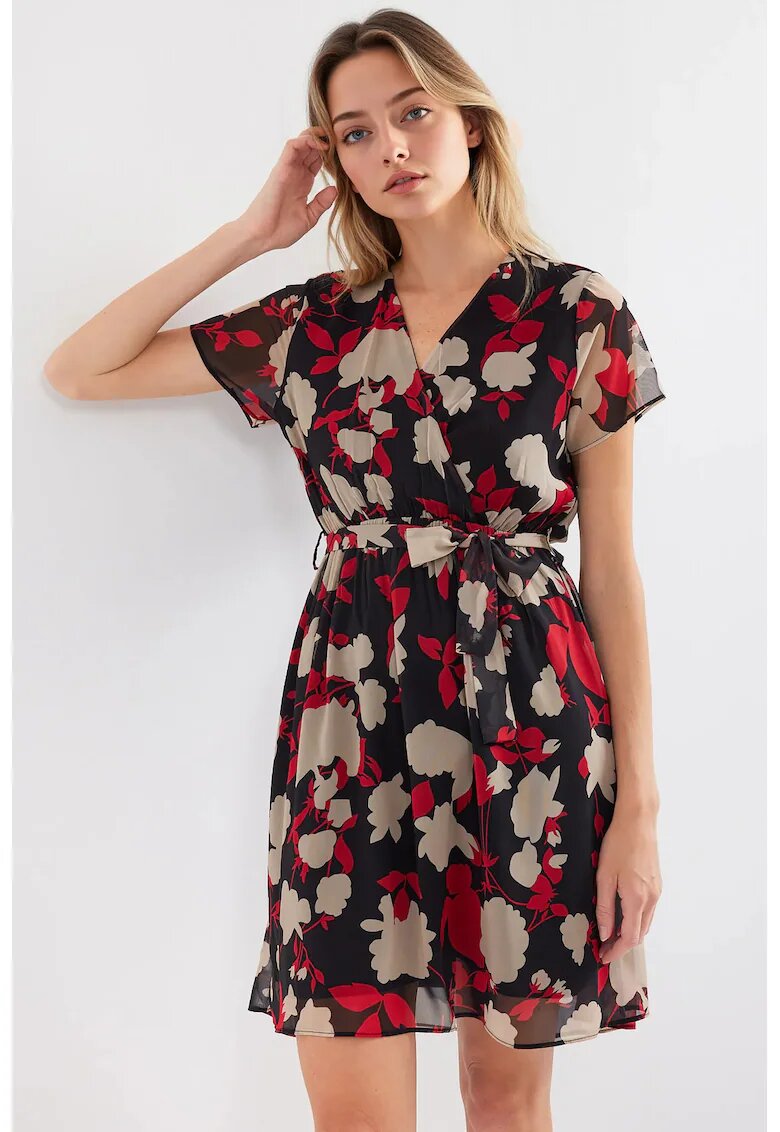 Big Dart Rochie mini dama - HiCCUP - textil - imprimeu floral - decolteu in V - multicolor