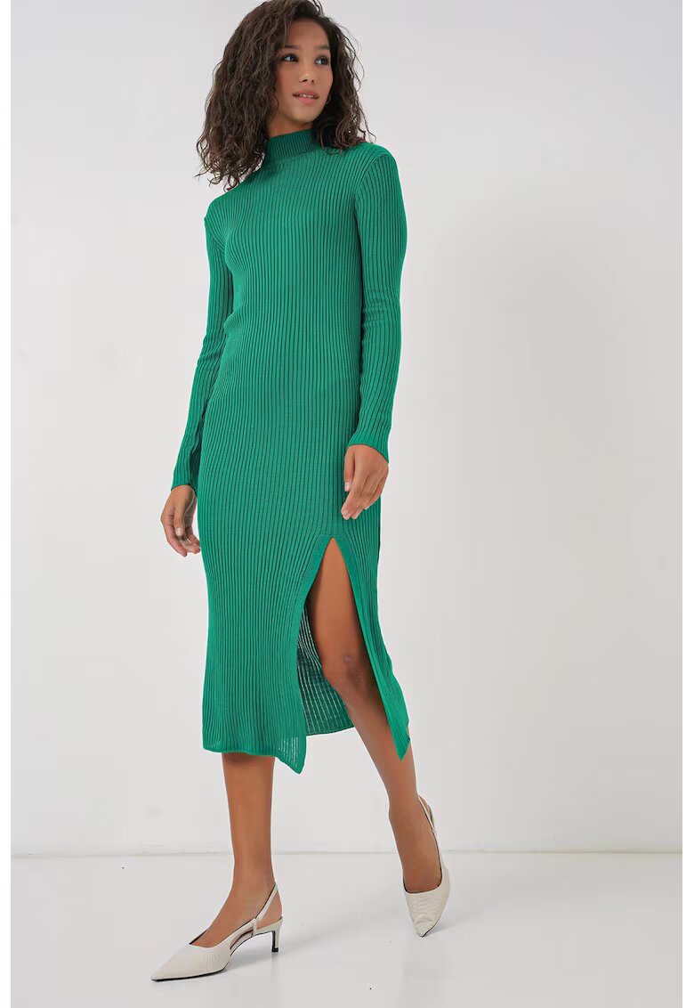 Big Dart Rochie texturata tricotata cu guler rotund - tricot - Verde -