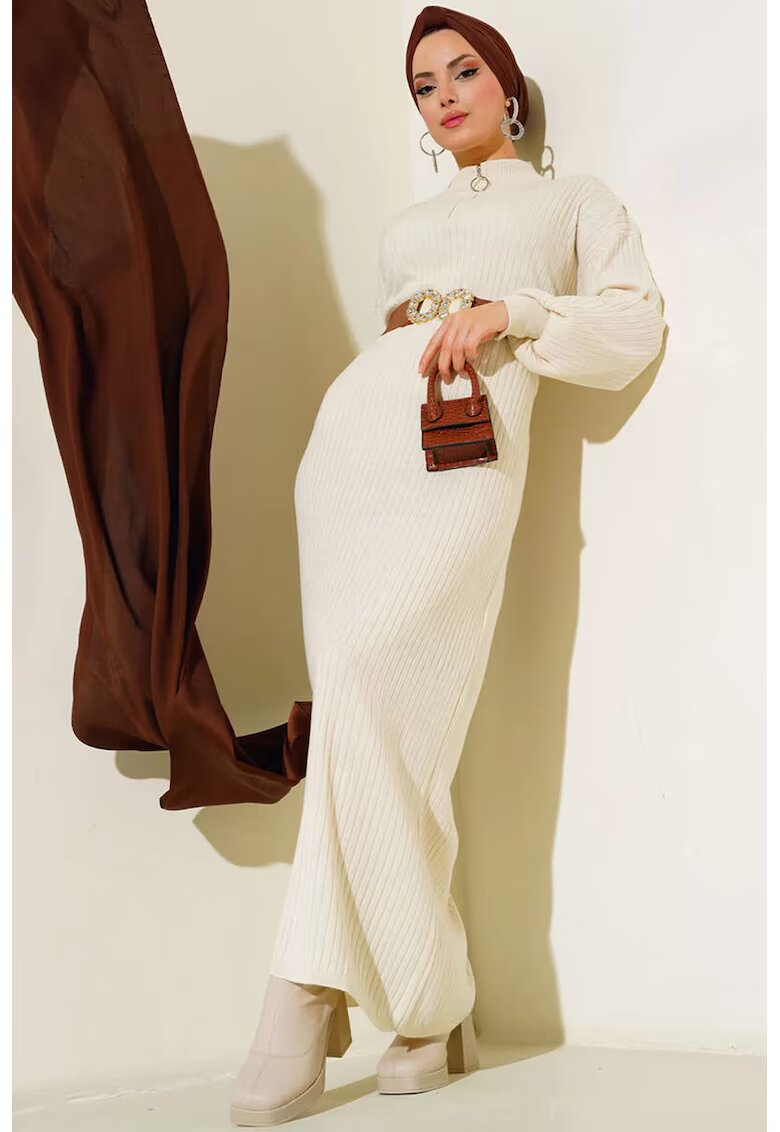 Big Dart Rochie - Tricot - Crema naturala -