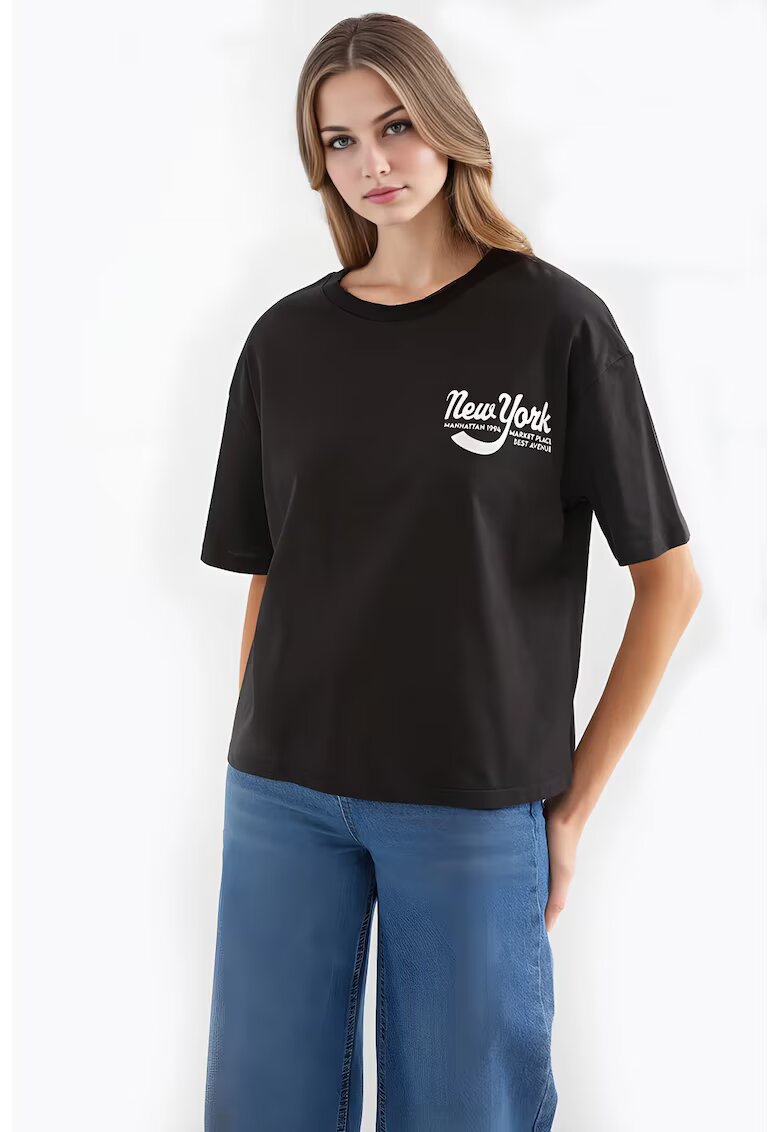 Big Dart Tricou dama HiCCUP - croiala lejera - negru - bumbac - Negru