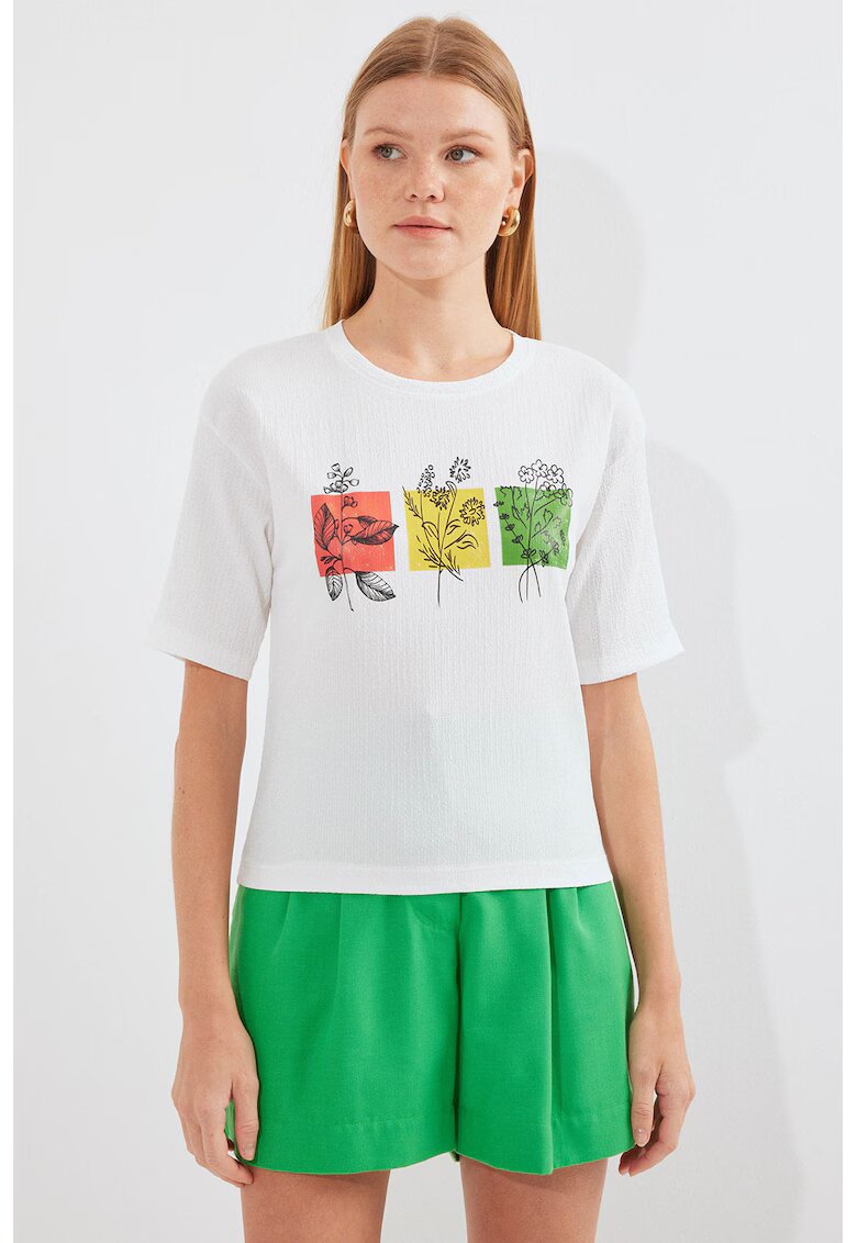 Big Dart Tricou dama HiCCUP cu imprimeu alb - Alb